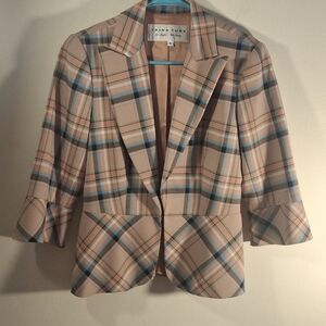 Trina Turk Plaid Blazer - Pink and Blue